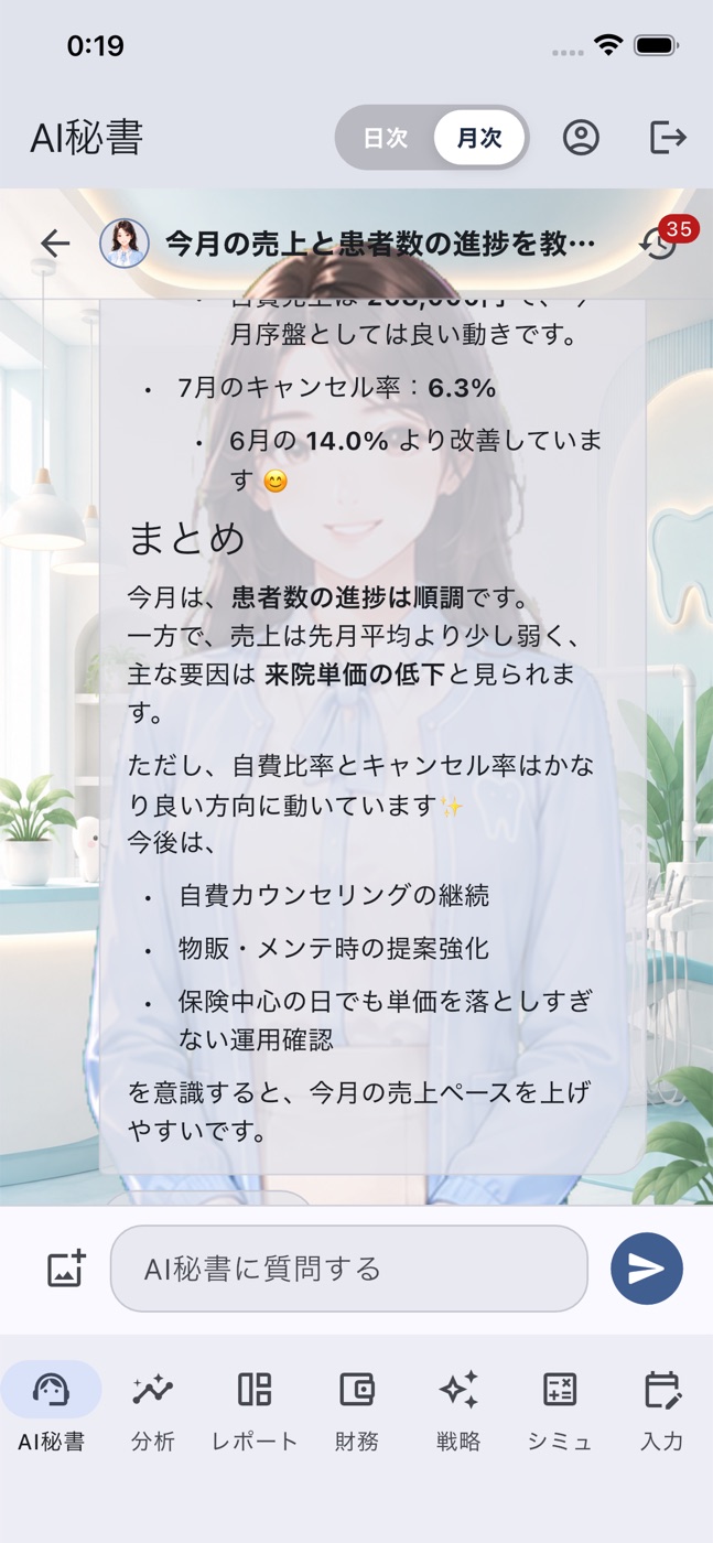 AI秘書との経営相談チャット
